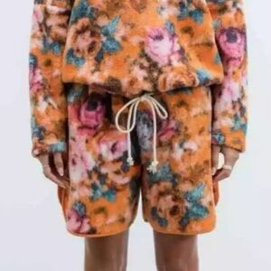 Out From Under Braxton Floral Print Fleece Oversized Shorts M